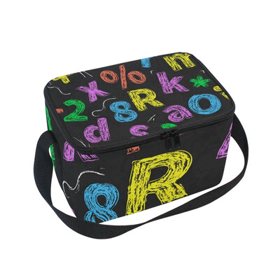 

ALAZA Lunch Box Insulated Lunch Bag Large Cooler Alphabet Letters Drawing With Chalk Tote Bag