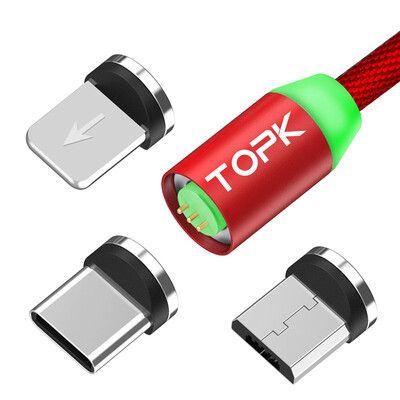 

TOPK 1m Gen2 Magnetic Suction Cable Quick Charging 3 in 1 Cable For Micro Type-c iPhone