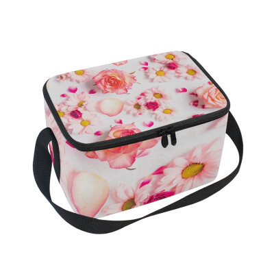 

ALAZA Lunch Box Insulated Pink Roses Lunch Bag Large Cooler Tote Bagfor Men Women