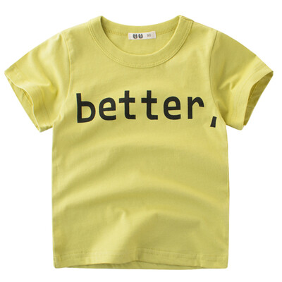 

Short Sleeve Cotton T-Shirt For Boy Girl Round Neck Tops Summer Kids Clothes BETTER Letter Printing Shirt Tee Blue 140
