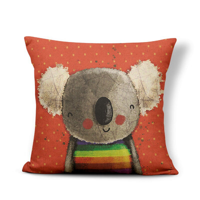 

Animal Wolf Cushion Cover Word Flowers Pillowcase Fox Chic Car Nap Mat Geometry Stripe Throw Pillows Koala Red 4545 Linen Photo
