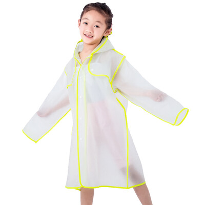 

Yuhang YUHANG boys&girls EVA raincoat translucent poncho non-disposable travel outdoor raincoat long hooded VA661 black edging