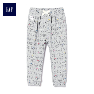 

GAP flagship store baby girl logo logo cotton cartoon printed casual pants 376275 light gray ash 6-12M