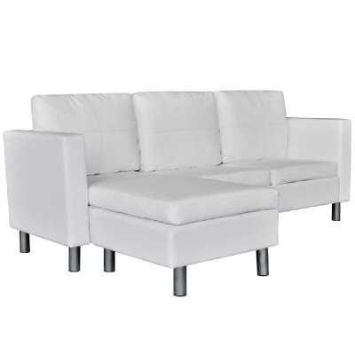 

Sectional Sofa 3-Seater Artificial Leather White