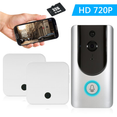 

HD 720P WiFi Smart Wireless Security Doorbell with 16G TF Card2PCS 18650 Batteries Smart Visual Intercom Recording Video Door Pho