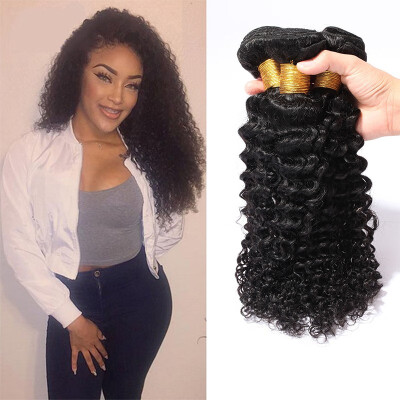 

Deep Wave 3 Bundles 100 Unprocessed Brazilian Human Hair bundles Brazilian Virgin Remy kinky Curly Hair Extensions Natural Color