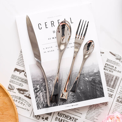 

STRUST 304 Stainless Steel Western Luxury Royal Cutlery 4 pc set of Dinnerware Mirror Polished Flatware Gifts