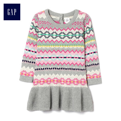 

GAP flagship store childrens clothing female baby cotton knit baby dress childrens skirt 399574 light gray 59cm 3-6 months