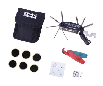 

Multi-functional bicycle combination tool set maintenance tool without glue