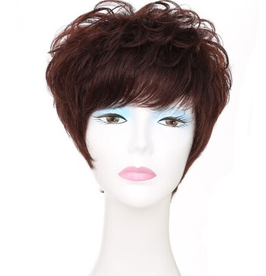 

Real hair wig female 100 real hair hair Face repair personality short curly hair wig