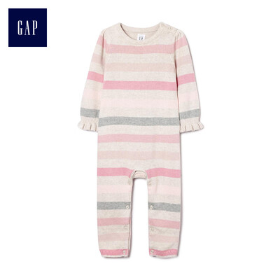 

GAP flagship store childrens clothing baby cotton jumpsuit romper newborn winter female baby striped clothes 400193 light beige 90cm 18-24 months