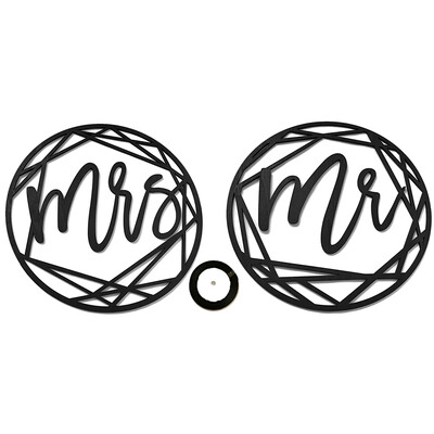 

Wooden Chair Banner Sign Set for Rustic Wedding Engagement Decorations Party Supplies Style 3 Mr & Mrs