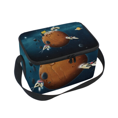 

ALAZA Lunch Box Insulated Moon And Space Lunch Bag Large Cooler Tote Bagfor Men Women