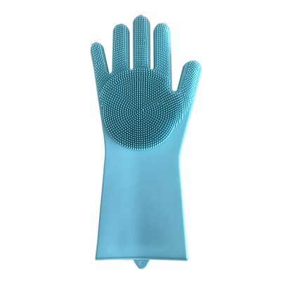 

1 Pair Magic Silicone Rubber Dishwashing Gloves Scrubber Cleaning for Multipurpose Kitchen Bed Bathroom Pet Hair Care