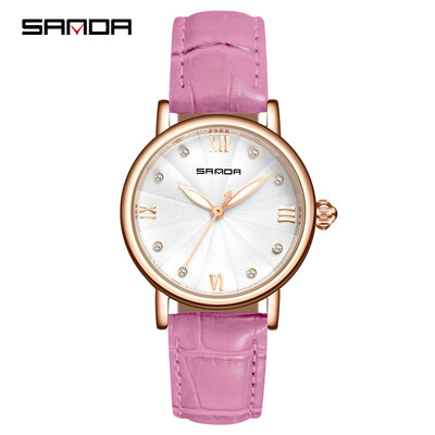 

SANDA P222 Simple Women Watch Leather Quartz Movement Watch Waterproof Casual Clock Wristwatch for Female