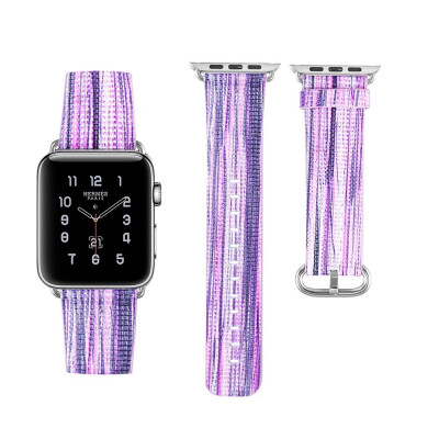 

Genuine Leather Strap Rainbow Replacement Band Stainless Metal Clasp for Apple Watch Series 4 3 2 1 Wrist Bracelet Iwatch