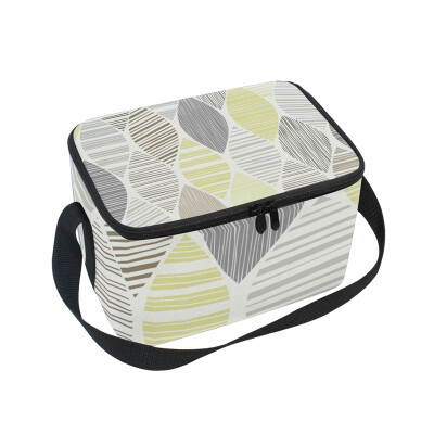 

ALAZA Lunch Box Insulated Lunch Bag Large Cooler Pattern Of Abstract Striped Leaves Tote Bag