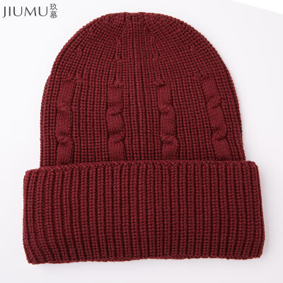 

Envy JIUMU cotton wool hat ladies autumn&winter fashion plus velvet thick warm windproof earmuffs knit hat male gift box M3137 wine red