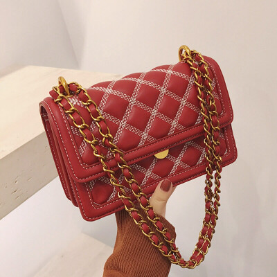 

Shark VISHARK bag handbag shoulder bag female ck wind classic rhombic chain ins super fire Korean version of the wild Messenger bag small square bag JD9002160ZY53S1C red