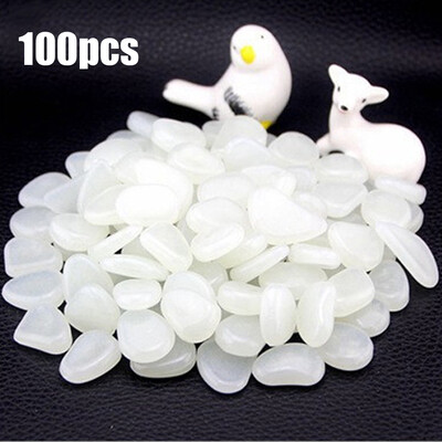 

100pcs Glow in the Dark Garden Pebbles for Walkways Aquarium Decor Plants Luminous Stones