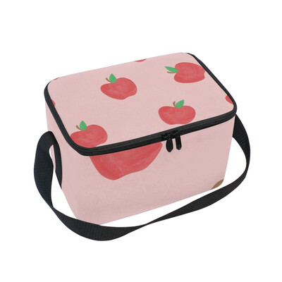 

ALAZA Insulated Lunch Box Pink Apple Lunch Bag for Men Women Portable Tote Bag Cooler Bag