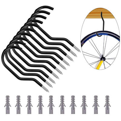

UpperX Bike Hook10 Pack Heavy Duty Bike Hanger Bike Storage Hooks with 10 pack bolts for Garage Wall&Ceiling