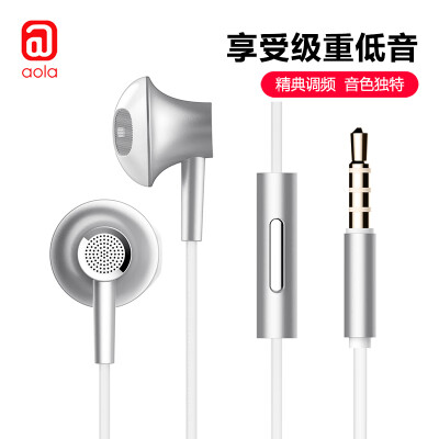 

Aola Apple Apple Wired In-Ear Phone Headset for iPhone 678PlusXS MaxXR 35mm Round Head Interface Metal White