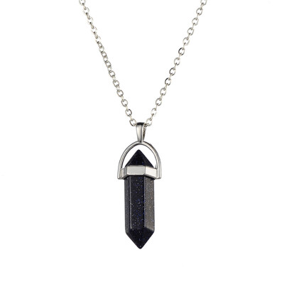 

Fashion Woman Girl Jewelry Gemstone Necklace Natural Stone Hexagonal Pointed Reiki Chakra Pendant Crystal Necklace Chain 13