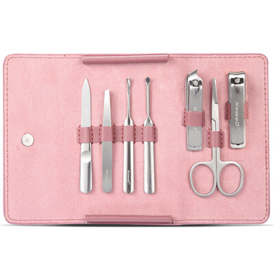 

Korea Kowell Han Kewei Stainless Steel Nail Clipper Set Splash Nail Clip Personal Care Repair Capacity Combination 7 Piece KC711 Pink
