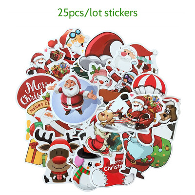 

25pcslot Merry Christmas 3D Carton Bubble Sticker Santa Claus Puffy Waterproof Sticker Xmas Decor Gifts for Kids
