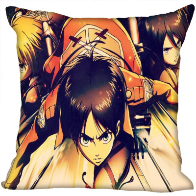 

Attack On Titan Pillow Cover Bedroom Home Office Decorative Pillowcase Square Zipper Pillow Cases Satin Fabric No Fade 35x35CM 35x35CM