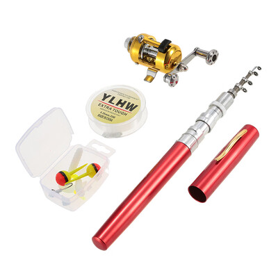 

Fishing Rod Reel Combo Set Mini Telescopic Portable Pocket Pen Fishing Rod Pole Reel Aluminum Alloy Fishing Line Soft Lures Bait