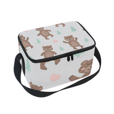 

ALAZA Lunch Box Insulated Lunch Bag Large Cooler Cute Bear Similing Tote Bag