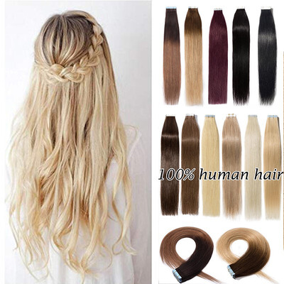 

Tape in Hair Extensions 100 Remy Human Hair Double Side Tape Weft Natural Hair Extensions 20pcs Long Straight Silky for Women