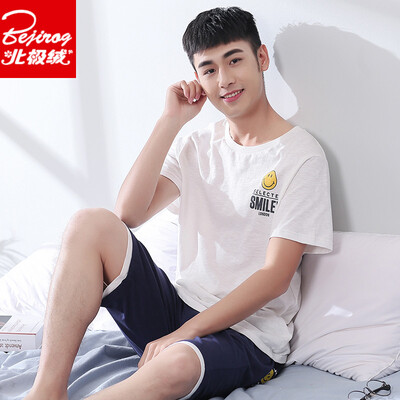 

Arctic velvet pajamas mens summer short-sleeved shorts cotton spring&summer youth students thin summer mens home service suit 4674 white XXXL