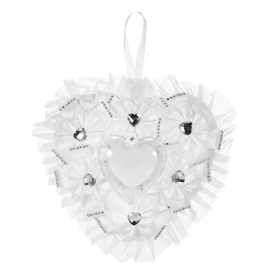 

7 7 inches White Satin Heart Wedding Ring Bearer Pillow Wedding Ceremony Decoration Supplies