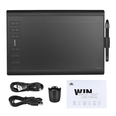 

HUION 1060PLUS Portable Drawing Graphics Tablet Pad 10" 625" Active Area with 8G Memory Card Rechargeable Digital Pen for Windo