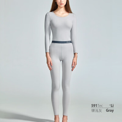 

Crab secret crab secret thermal underwear set female autumn clothing long pants ladies warm round neck cotton modal fashion lithium light gray S