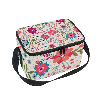 

Lunch Box Insulated Lunch Bag Large Cooler Floral Colorful Tote Bagfor Kids Men Women