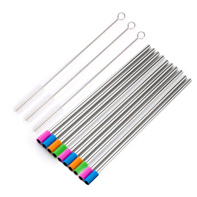 

Useful Reusable 304 Stainless Steel Straw with Dust Cap Milk Tea Straws with Brush Party Drinking Accessories