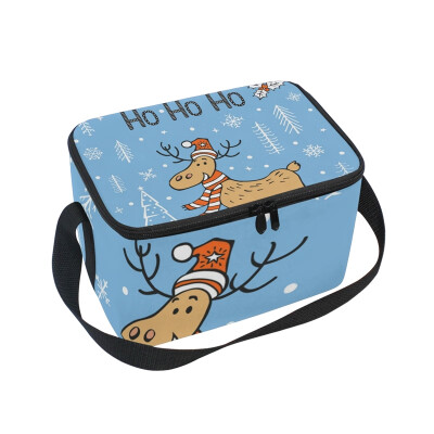 

ALAZA Lunch Box Insulated Lunch Bag Large Cooler New Year Deer Tote Bag