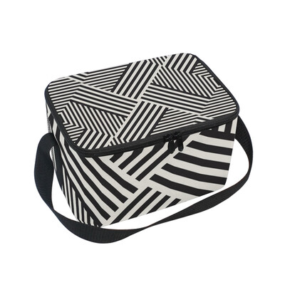 

ALAZA Insulated Lunch Box Pattern With Stripes Lunch Bag for Men Women Portable Tote Bag Cooler Bag