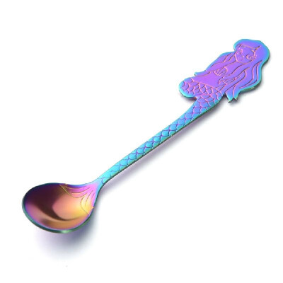 

Cross-border dedicated 304 stainless steel gold-plated mermaid spoon stirring mug tea spoon hanging cup coffee spoon Paper card wi