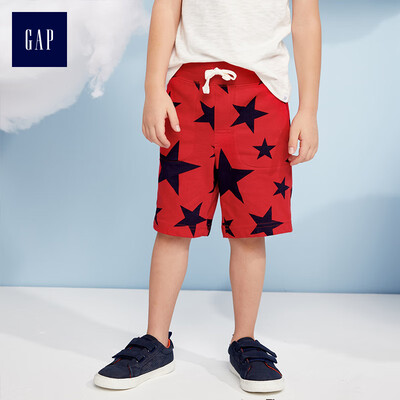 

GAP flagship store childrens clothing boys&children basic models comfortable cotton printed elastic waist shorts 215129 positive red 3YRS