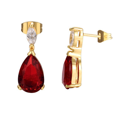 

Yoursfs Charming Water Drop Female Wedding Jewelry Filled AAA Zircon Red Drop Earrings For Women Gifts