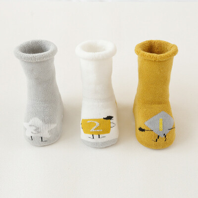 

Winter baby socks thick silk socks cotton material non-slip three pairs of stockings