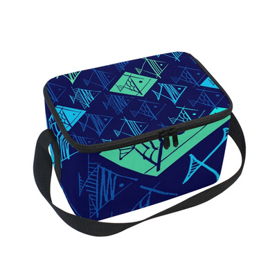 

ALAZA Lunch Box Fish Drawing Insulated Lunch Bag Large Cooler Tote Bagfor Men Women