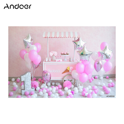 

Andoer 21 15m7 5ft First Birthday Backdrop Eiffel Tower Cake Balloon Photography Background Children Baby Girl Kids Photo