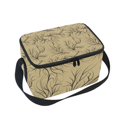 

ALAZA Insulated Lunch Box Line Texture Lunch Bag for Men Women Portable Tote Bag Cooler Bag