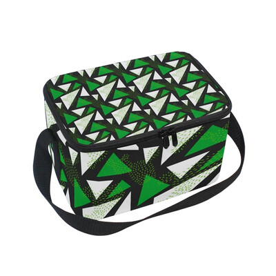 

ALAZA Insulated Lunch Box Triangle Green Lunch Bag for Men Women Portable Tote Bag Cooler Bag